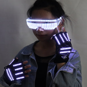 Neues Design LED Licht Emittierende Kostüme LED Leuchtende Brille Handschuhe Bühne Requisiten für Kinder Geburtstagsgeschenk