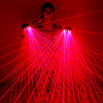 Cargar imagen en el visor de la galería, Guantes láser rojos multilínea 2 en 1 con 4 piezas de láser láser Disco LED Guantes láser para LED Luminous Laser Show
