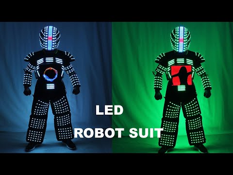 LED Robot Suit Stage Dance Costume Tron RGB Light Up Stage Suit Outfit Jacket Coat with Full-color Smart Display