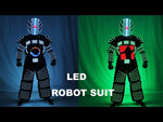 تحميل وتشغيل الفيديو في عارض المعرض ،LED Robot Suit Stage Dance Costume Tron RGB Light Up Stage Suit Outfit Jacket Coat with Full-color Smart Display
