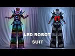 تحميل وتشغيل الفيديو في عارض المعرض ،Full Color Smart Pixels LED Robot Suit Costume Clothes Stilts Walker Costume LED Lights Luminous Jacket Stage Dance Performance
