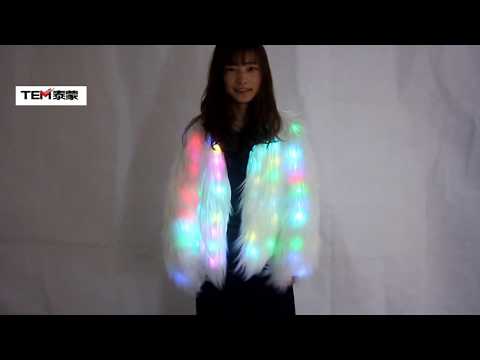 Luz Led Brillante Imitación de Piel de la Capa Decorativa Abrigo de Baile de la Fiesta de Navidad de la Chaqueta para la Bailarina Cantante Estrella de la Discoteca
