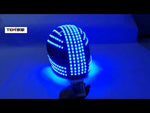 تحميل وتشغيل الفيديو في عارض المعرض ،RGB لون خوذة LED الوحش مضيئة قبعة الرقص ملابس DJ خوذة
