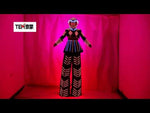 تحميل وتشغيل الفيديو في عارض المعرض ،بدلة روبوت حريمي LED Stilt Skirt Kryoman Robot Suit Event Trajes De المستخدمة مع قفازات الليزر
