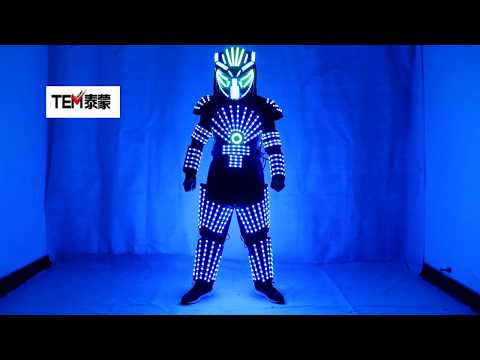 Robot Lumineux à Ligne Colorful RGB avec des vêtements de costume de costume de scène de performance légère à LED Illuminated Helmet