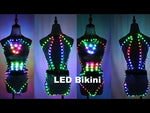 تحميل وتشغيل الفيديو في عارض المعرض ،Full Color LED Light Club Dresses LED Sexy Bikini Bra Glow Dance Bar Nightclub GOGO Singer Performance Costume
