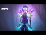 Cargar y reproducir el video en el visor de la galería, Disfraces LED a todo color Luz colorida RGB Falda de mujer DJ Bar Wears Ballroom Dance Bra Programación Sexy Dress

