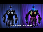 Charger et lire la vidéo dans la visionneuse de la Galerie, Full Color LED Leather Skirt Female Robot Outfit Stage Performance Bar Sexy Night Club DJ Singer Dance Dress
