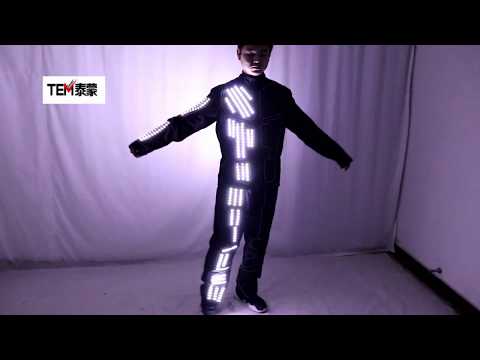 LED لون واحد Tron LED روبوت البدلة LED ملابس الرقص مضيئة زي