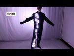 تحميل وتشغيل الفيديو في عارض المعرض ،LED لون واحد Tron LED روبوت البدلة LED ملابس الرقص مضيئة زي
