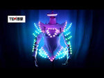 Charger et lire la vidéo dans la visionneuse de la Galerie, LED Guerrier Femme Costumes Costume Lumineux Costumes Vêtements Légers pour les Femmes Danse de Salon Robe Rougeoyante Chine Dames Accessoires
