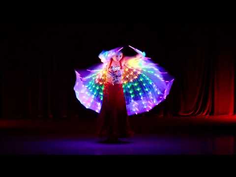 LED Isis Wings Sticks Belly Dance Wing Stage Performance Girls Multi Colors Wings Led Butterfly Light Up 360 Degrees