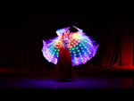 تحميل وتشغيل الفيديو في عارض المعرض ،أطفال LED Isis Wings العصي الرقص البطن أداء أداء الفتيات متعددة الألوان أجنحة ليد الفراشة ضوء 360 درجة
