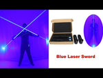 Carica e avvia il video nel visualizzatore di galleria, Mini Dual Direction Blue Laser Sword for Laser Man Show Double Headed Wide Beam Red and Green Pedal Laser Show Props
