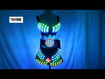 Load and play video in Gallery viewer, Full Color Led Luminous Light Party Skirt Sexy Girl Led Light Up Costumes with Led Belt Ballroom Dance Outfit DJ DS Bra Suit
