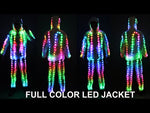 Cargar y reproducir el video en el visor de la galería, Full Color Pixel LED Lights Jacket Coat Pants Costumes Suit Light UP Rave Creative Outer Stage Costume Xmas Party Fancy Dress
