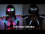Charger et lire la vidéo dans la visionneuse de la Galerie, Full Color Laser LED Bra Colorful Shoulder Dance Costumes Luminous Vest for Ballroom Bar DJ Disco Party Event Singer Sexy Wears
