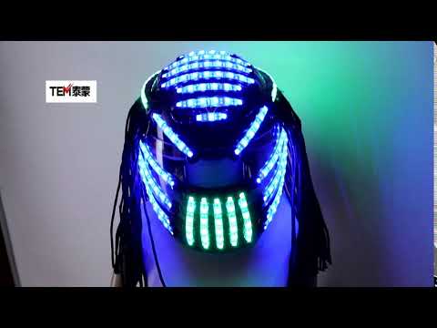 Casque LED Monochrome Full Color Luminous Racing Casques RGB Waterfall Effect Glowing Party DJ Robot