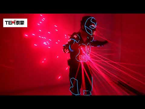 Trajes de robot láser, ropa LED de chaleco láser rojo, traje brillante EL Wire Show de talento estadounidense