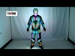 Laden und Abspielen von Videos im Galerie-Viewer,Digitale LED-Leuchtende Rüstung Leichte Jacke Leuchtenden Kostüme Anzug-Bar-Party-Kostüm
