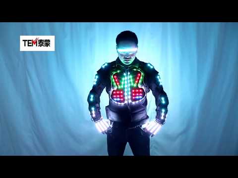 Full Color LED Luminous Armor Light Up Jacket Glowing Costumes Suit Bar Dance Team DS Singer DJ Nightclub Gogo Costume