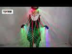Charger et lire la vidéo dans la visionneuse de la Galerie, 2 dans 1 gants à laser RGB colorés avec 4 laser de PC pour le stade réserves de parti d&#39;événement de performance de spectacle de disc-jockey de Laserman
