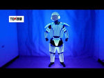 Laden und Abspielen von Videos im Galerie-Viewer,Nachtclub LED Roboter Kostüme Kleidung LED Anzug Lichter leuchtenden Bühne Tanz Performance Show Kleid
